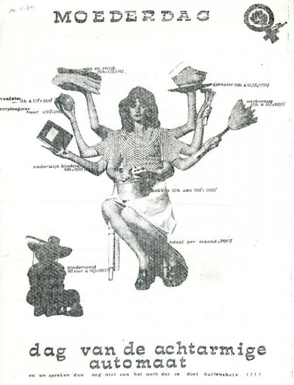 Pamflet van Dolle Mina voor moederdag, 1974 (collectie RoSa)