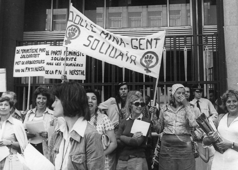 Manifestatie voor het Ministerie van tewerkstelling en arbeid, 1974 (collectie AVG-Carhif)